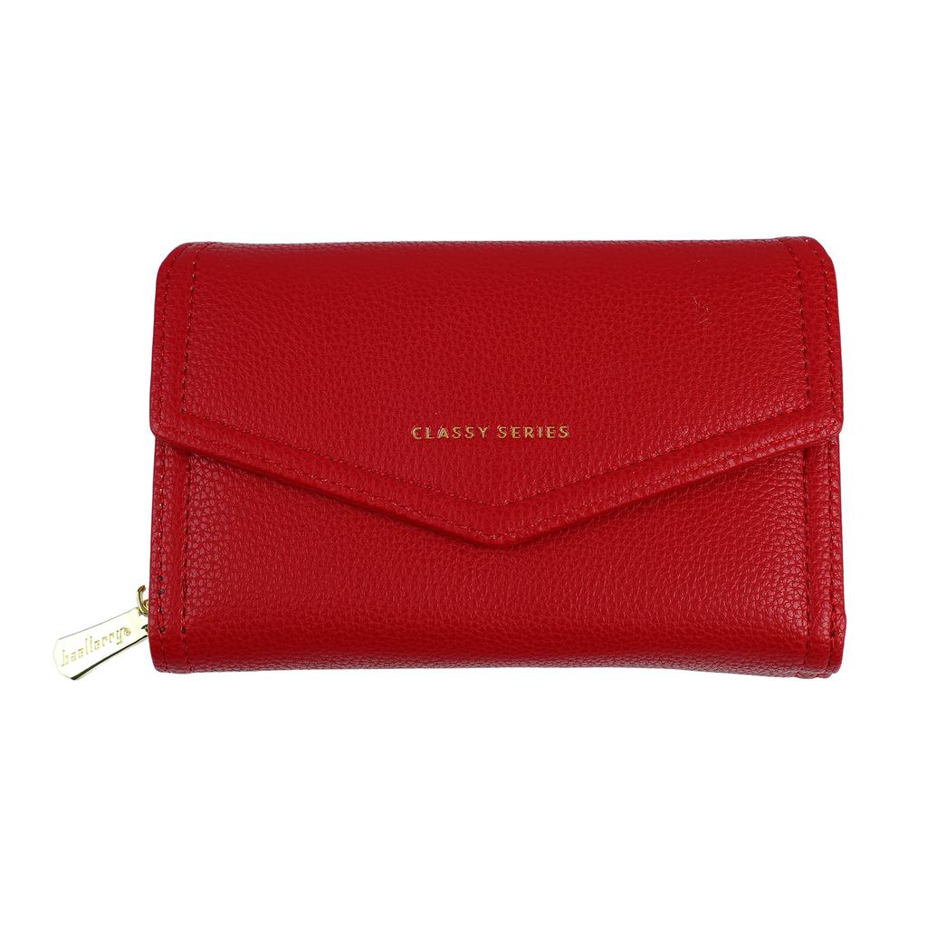 Women Wallet PU Leather Portable Fashionable Exquisite Elegant Card Holder Zipper Coin Purse Red
