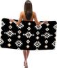 Black Western Sand Beach Towels Gifts for Men Women Adults, Boho Southwestern Quick Dry Bath Pool Towels for Bathroom Swimming