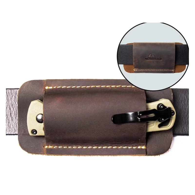 Cowhide Leather Military Folding Edc Knife Sheath 5in Outdoor Camping Survival Folding Knife Storage Tool Home Diy Accessories