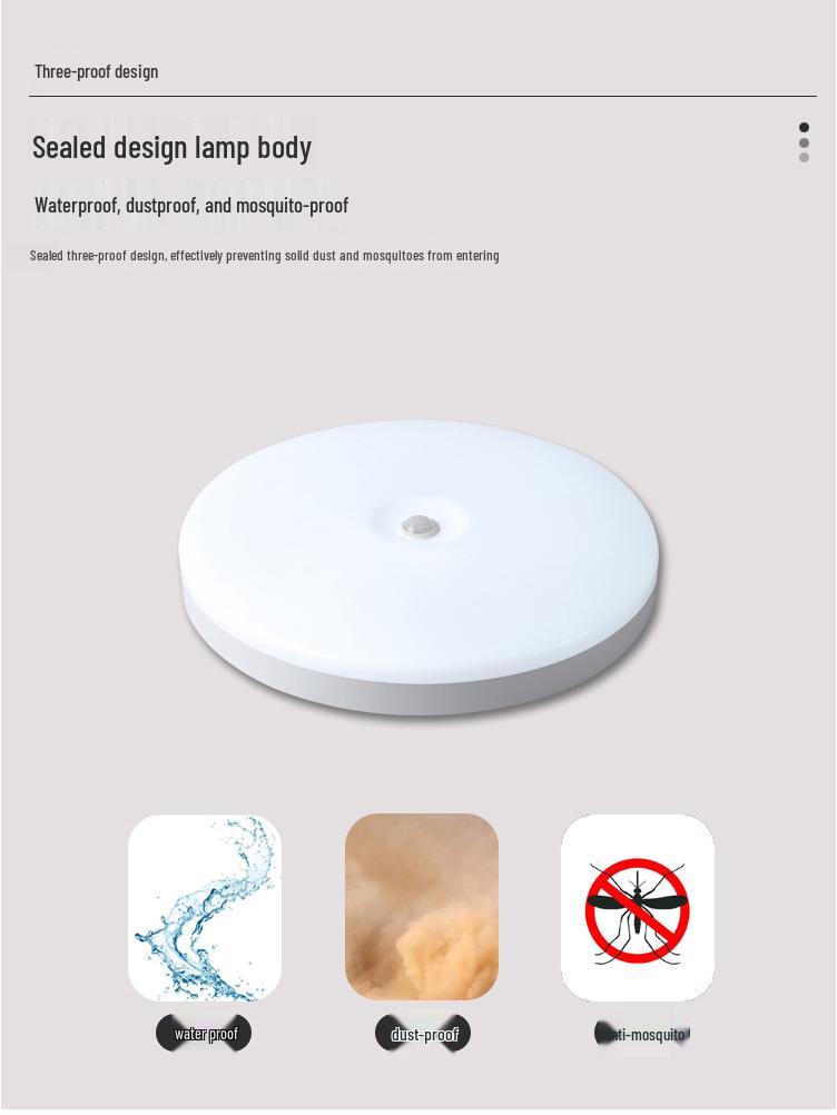 LED Tri-Proof Ceiling Light with Sound, Light, and Motion Sensing for Hallways