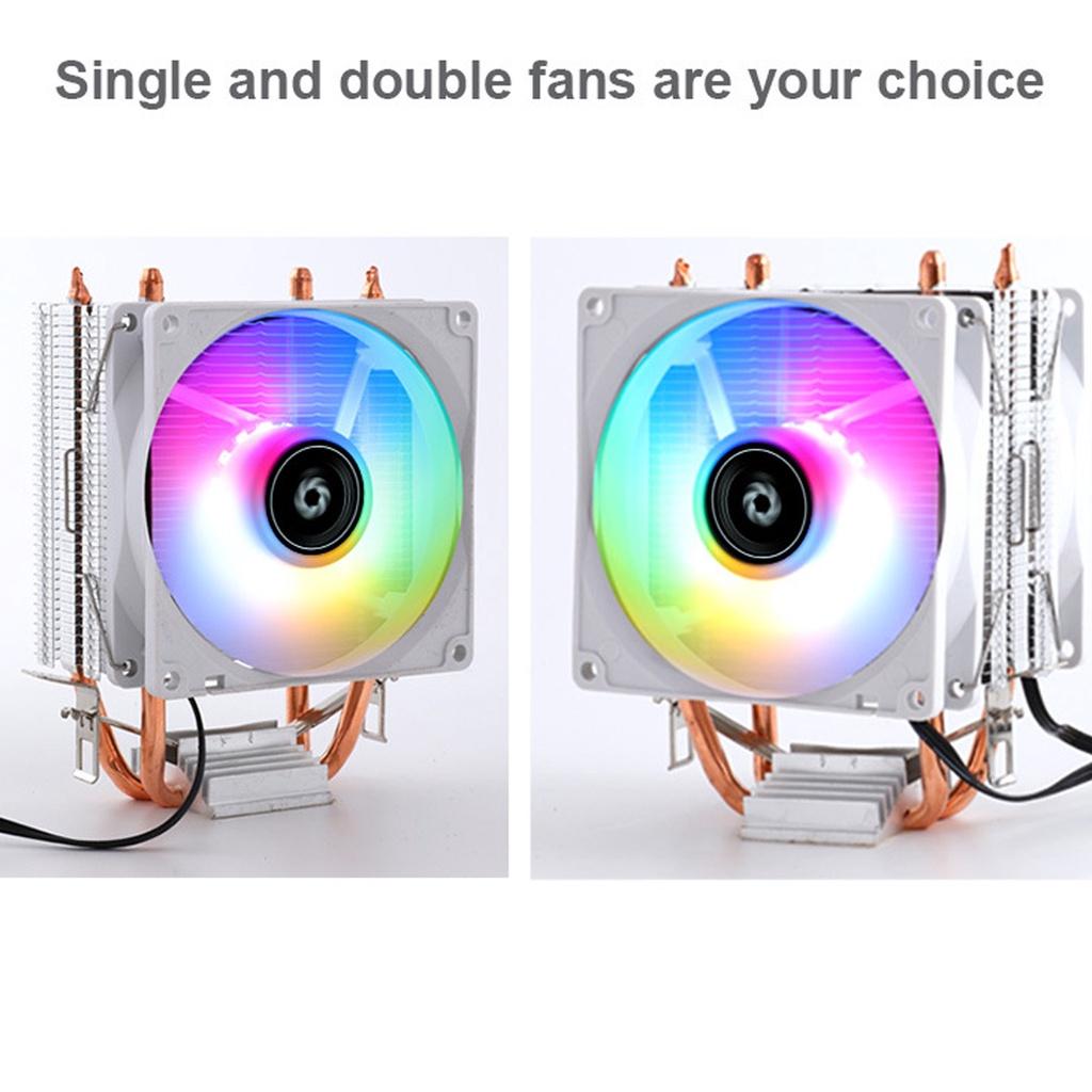 12V DC 3Pin/4Pin RGB LED CPU Cooler 2-Heatpipe Dual Tower Fan Cooling Heatsink Radiator for Intel LGA 775/1150/1151/1155/1156/1200/1366