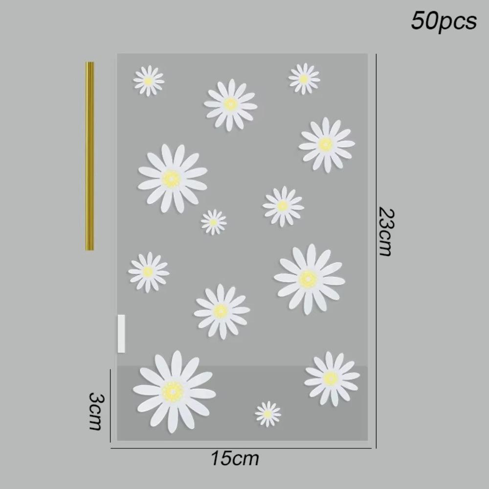 50/100pcs New 50/100pcs Candy Bag Daisy Food Grade Cookie Packaging Bag Transparent Disposable Gifts Wrapping Supplies