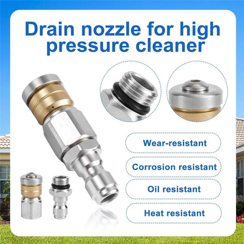 AEE4-4 Pcs Sewer Jetter Nozzle Set, For Pressure Washer Drain Jet Hose Tips With 1/4Inch NPT Quick Connector 5000 PSI