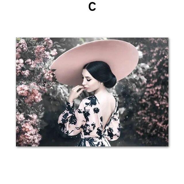 Rose Flower Pink Car Street Girl Building Wall Art Canvas Painting Nordic Posters And Prints Wall Pictures For Living Room Decor