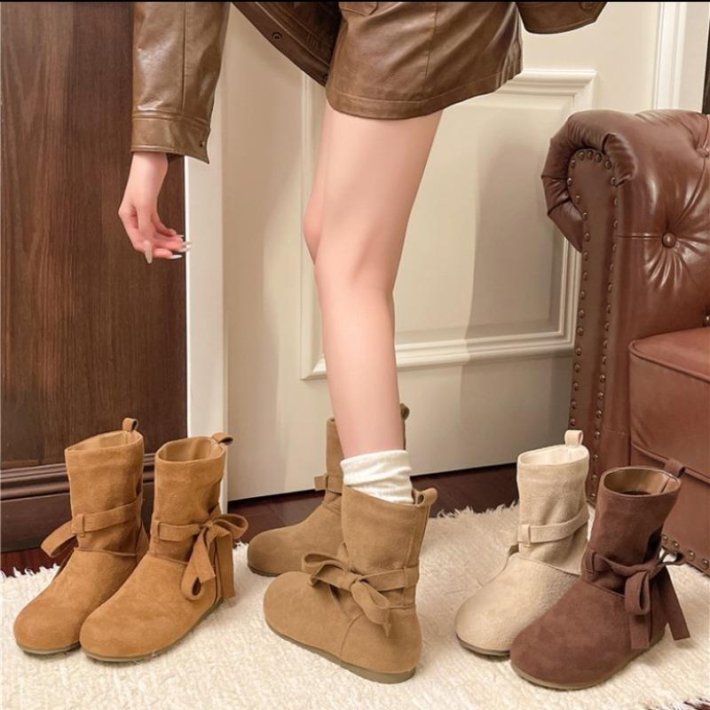 New Popular Suede Casual Boots for Women Fashionable Ankle Boots Short Slip On Flat Shoes Retro Versatile Soft Bottom Lady Boots