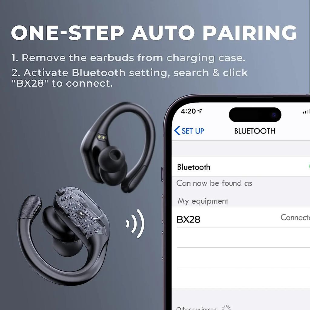 Casque sans fil Bluetooth TWS NEW BX28 Écouteurs Bluetooth 5.3 avec micro ENC Intra-auriculaires pour le sport/la course à pied/l'entraînement/la salle de sport