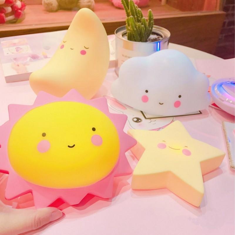 Led Night Light Baby Room Decoration Bed Stars Moon Clouds Toy Bedroom Decoration Modeling Light Baby Children's Toy Gift
