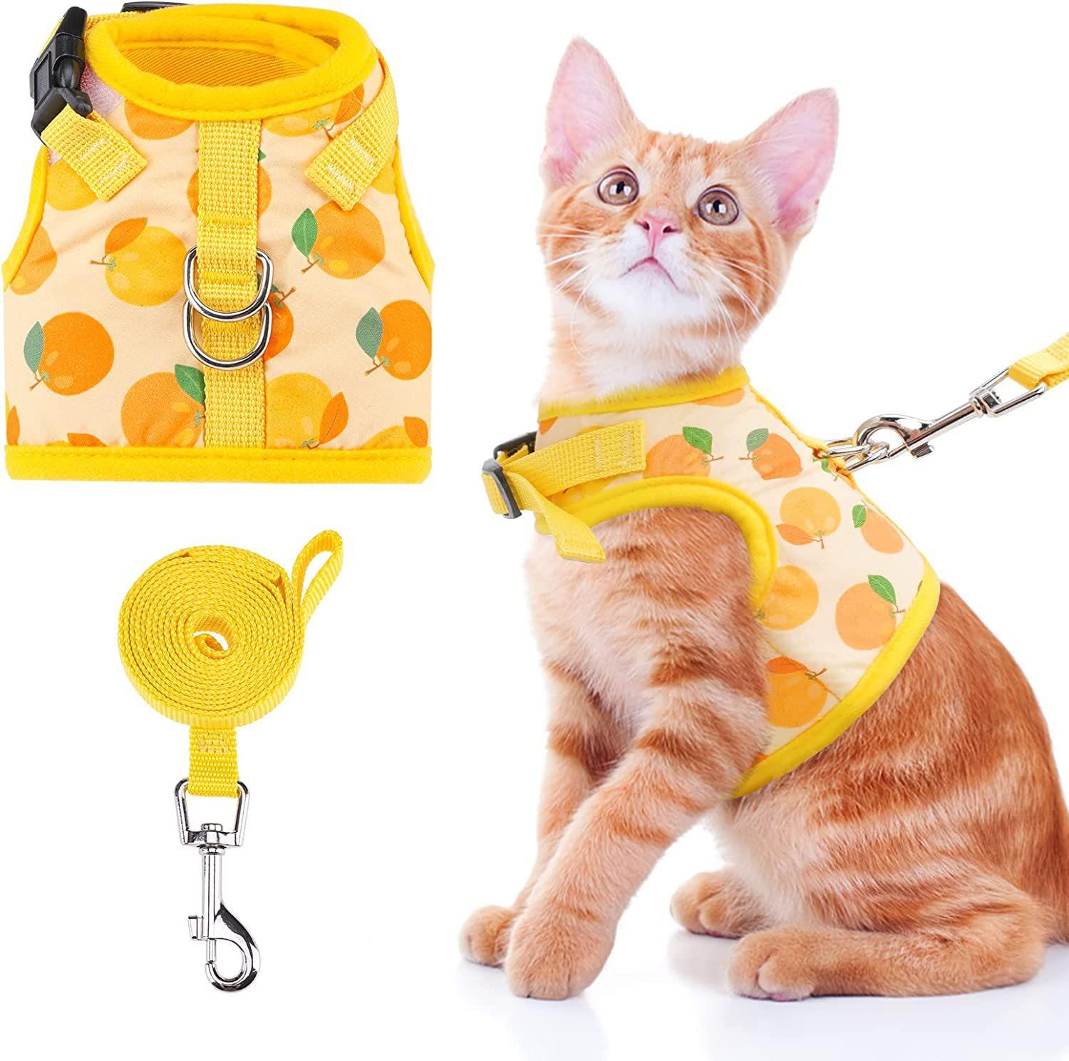 Popular Eco-friendly Polyester Fashion Cat Harness Vest-Style Anti-Escape Leash with Button Closure Breathable Pet Harness Set (Orange,Xs) оранжевый