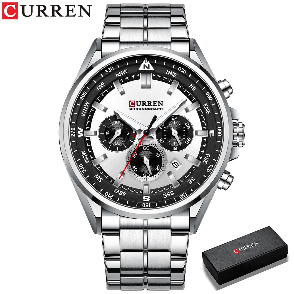 CURREN Luxury Wrist Watches for Men Stainless Steel Quartz Wristwatches with Chronograph Casual Sport Clock 8399 erkek kol saati