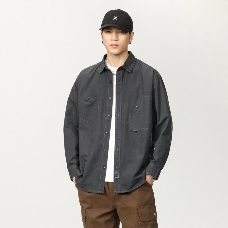 Japanese Retro Cool Long-Sleeve Men's Shirt Jacket - 2024 Trendy Workwear Style