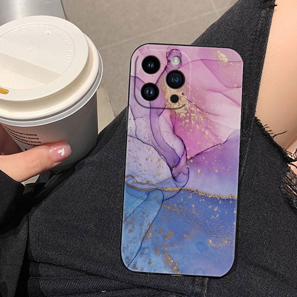 Watercolor Painting Marble Cover Phone Case For iphone Apple 17 AIR 16E 16 15 14 13 12 11 Pro XR Max 8 7 Plus TPU Case Shell
