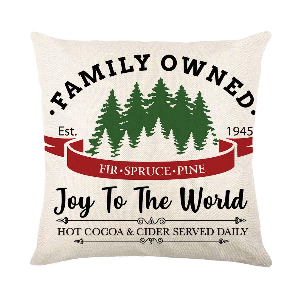 Christmas Moose Print Pillow Cover Cartoon Letter Home Sofa Cushion Pillow Cover