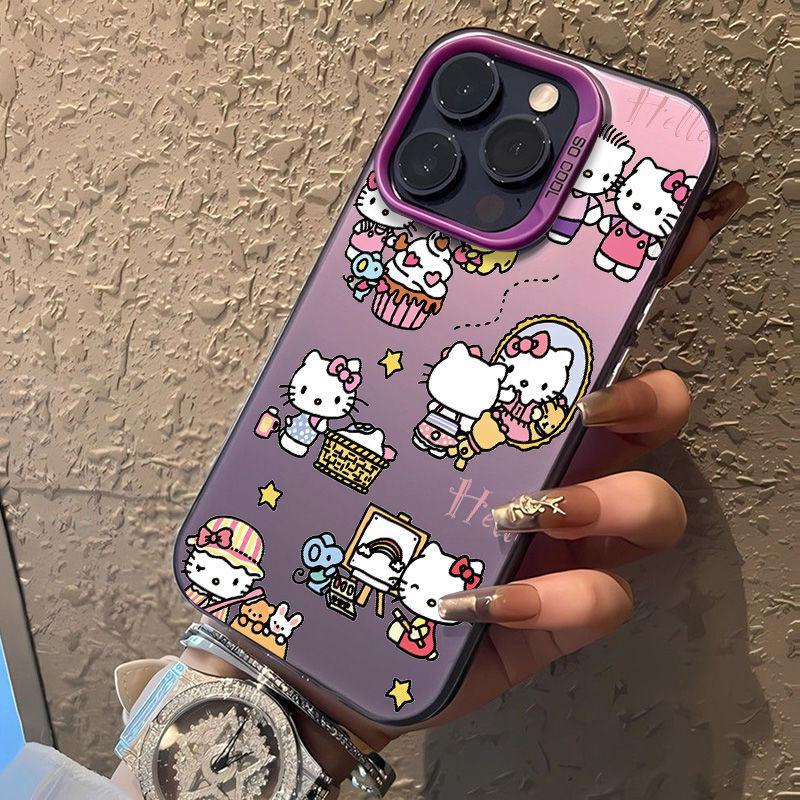 Applicable to Apple 11 mobile phone case iPhone11/11Pro cartoon color silver hard case Huawei p11 full screen kt cat