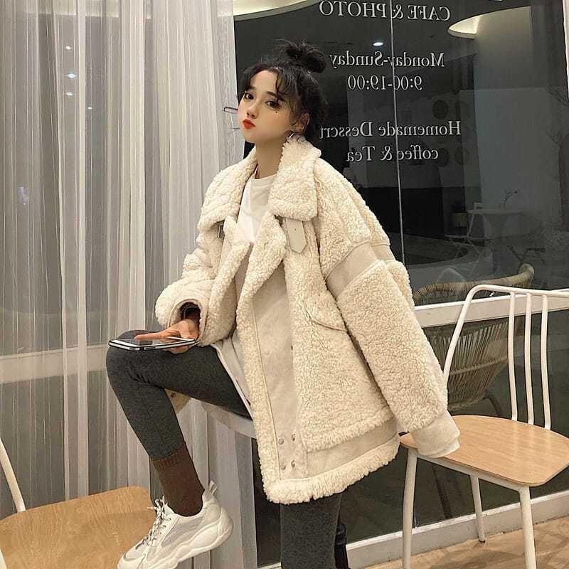 Winter new imitation fur warm loose thickened fur integrated coat lamb wool coat women