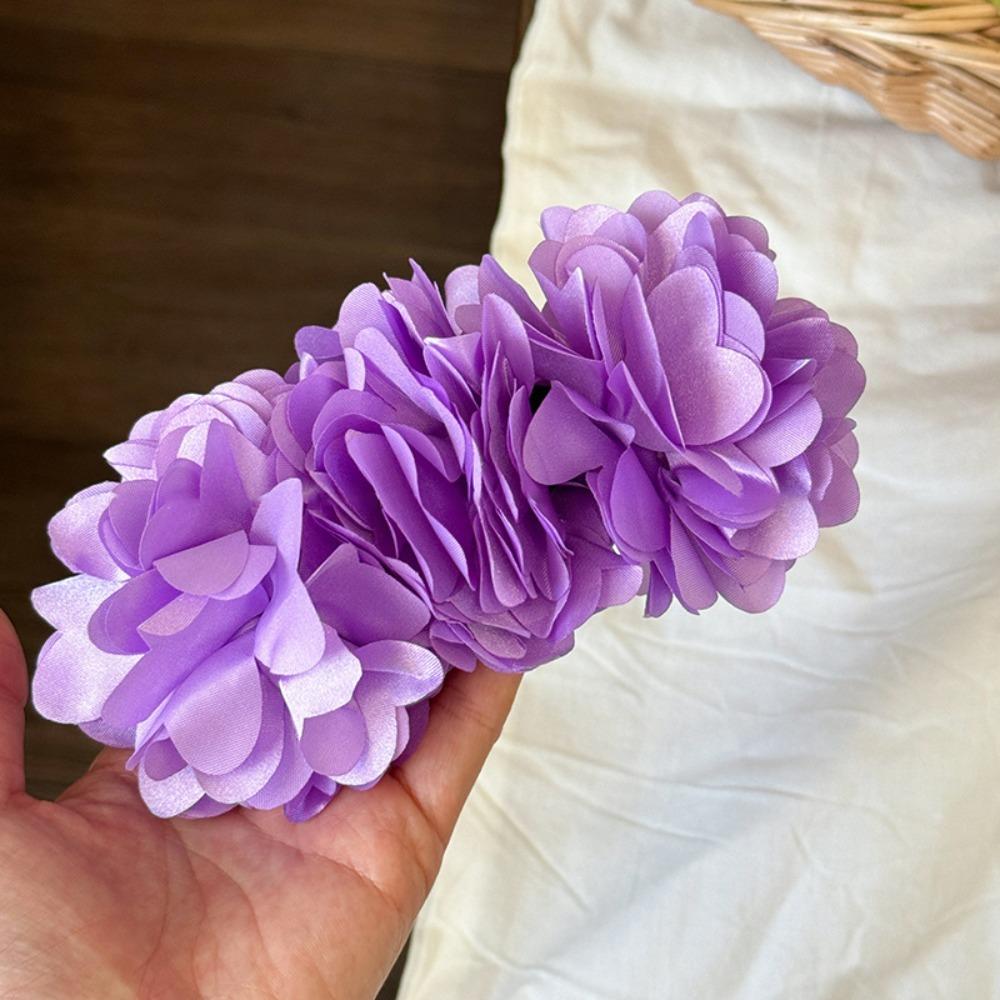 Sweet Women Vertical Clip Rose Floral Twisted Hair Clip Elegant Flower Banana Clips  Work