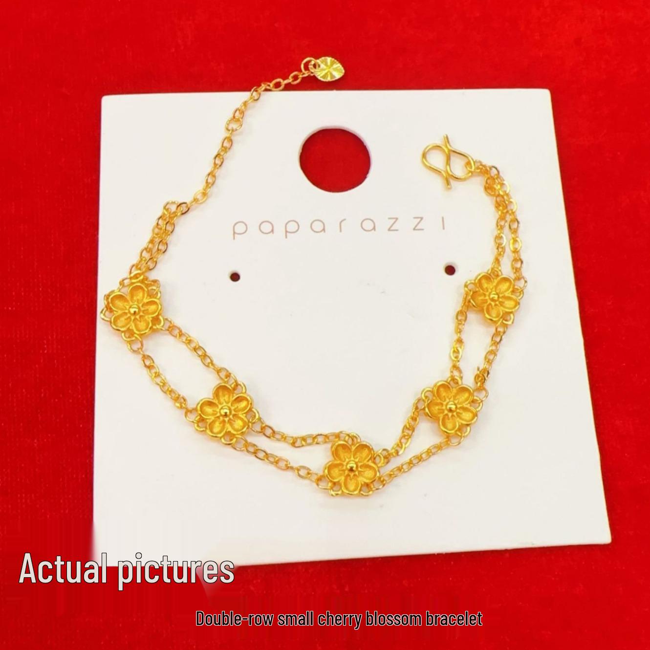 Двухслойный браслет «Золотая вишневая ветвь»: Роскошный имитация песочного золота цветочный ювелирный подарок для женщин.