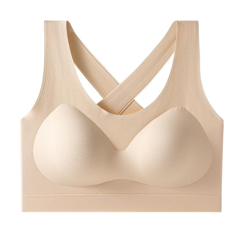 Women s Seamless Cross-Back Push-Up Sports Bra: Shockproof, Breathable, Tank Style, Fixed Cups, Wire-Free, Comfortable. L 36/80ABC