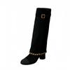In the Autumn of 2025, the New Retro Thick High-heeled Small Fragrant Style Shows Thin Tall and Simple Boots for Women