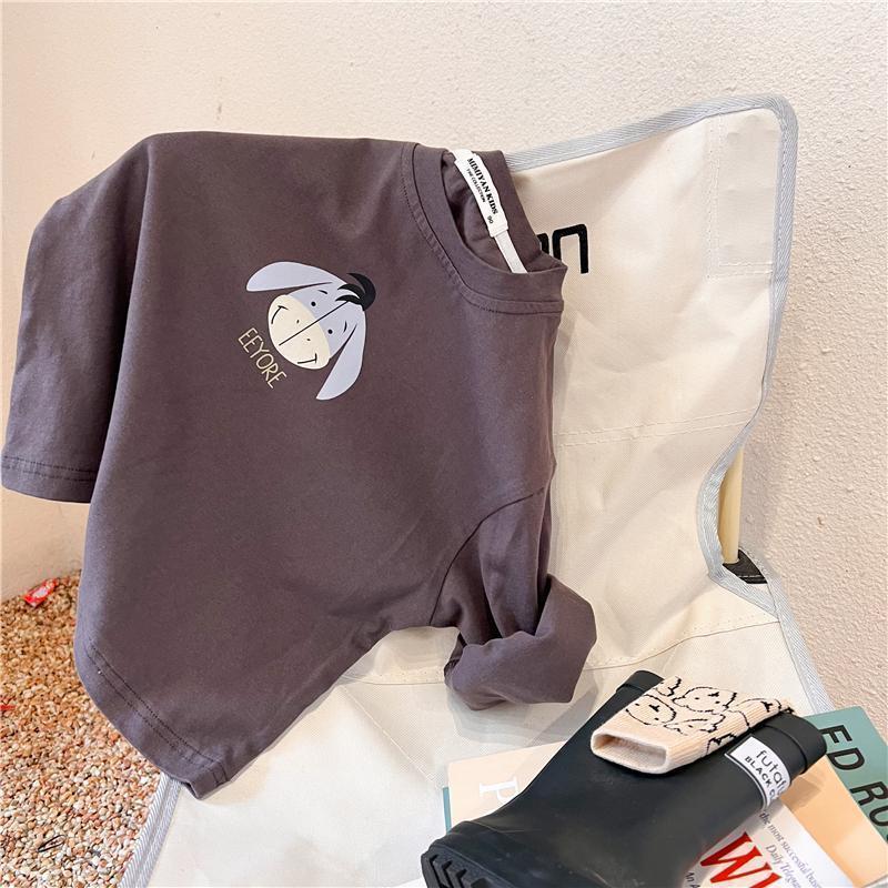 Disney T-shirt New Cartoon Print Long Sleeve Tops Mickey T Shirt Solid Color Versatile Base Shirt Boys And Girls Printed Tees