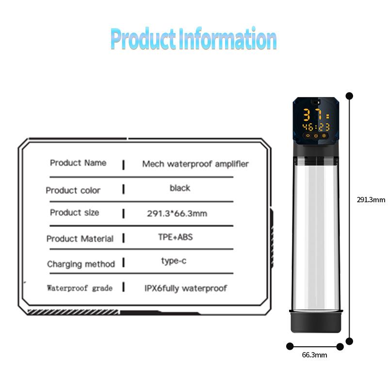 LCD Electric Penis Pump Male Masturbator - Extend Enlargement Trainer Cup Dick Pump - Sex Toy for Men