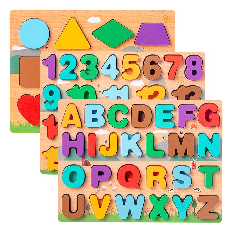 

Wooden Alphabet & Shapes Learning Puzzle Board for Preschoolers