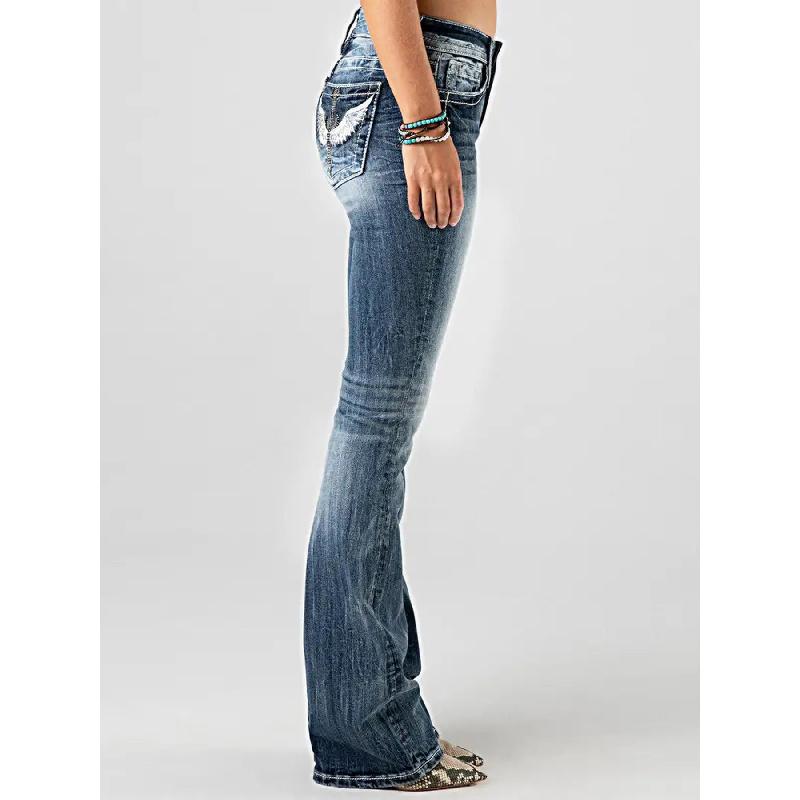 2026 Neue bestickte Damen-Jeans mit hohem Bund, lässige, vielseitige, schmal geschnittene Hosen
