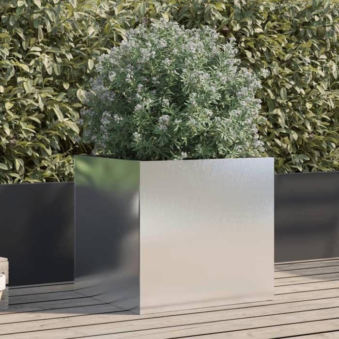 VidaXL Jardinière, Lit Surélevé, Bac à Fleurs, Pot de Plantes, Boîte à Fleurs Jardin Patio Terrasse, Argenté 49x47x46 cm 841567