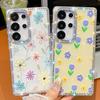 Samsung S25Ultra Mobile Phone Case Flash Drill S24FE Flower One Line Mirror Bracket A36 Protective Cover