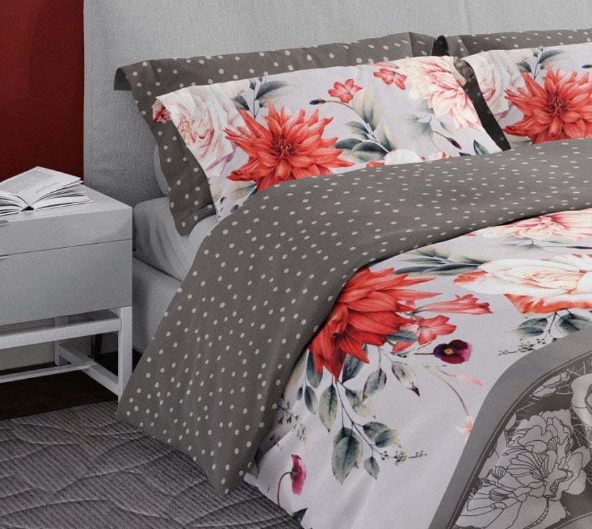 Satin Bedding 160x200 Pure Satin Colorful Flowers