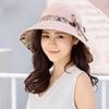 Sun Hat Fashion Print Wide Brim Temperament Foldable Anti Sun Cap for Beach