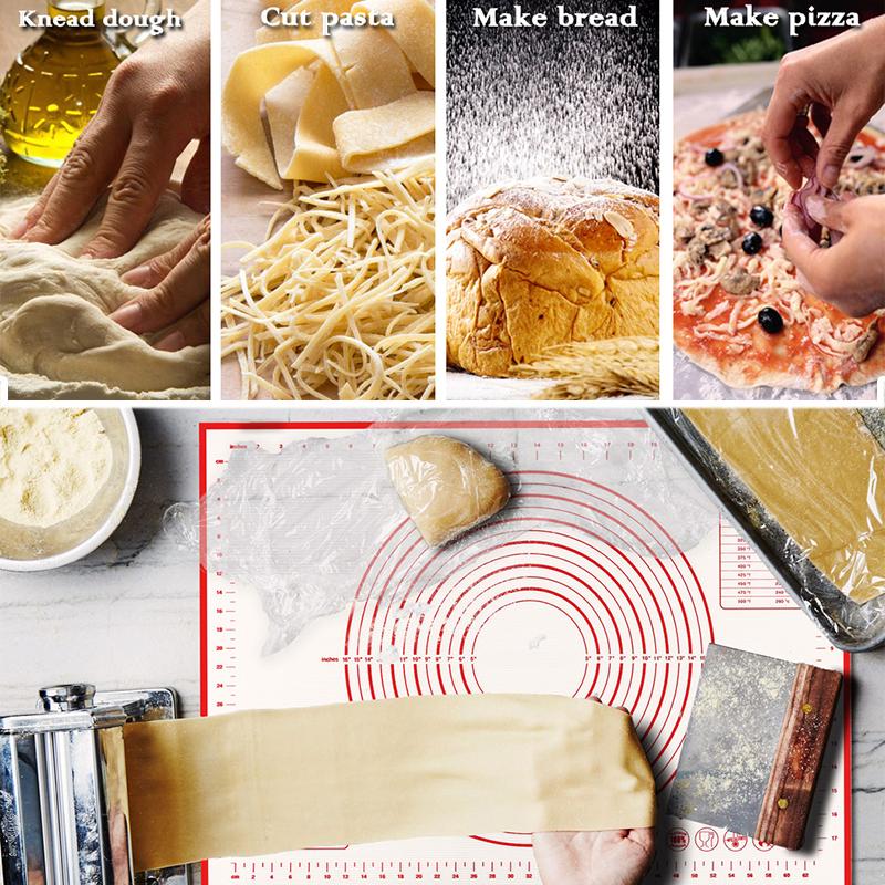Non Slip Silicone Pastry Mat with Measurements, Nonstick Thick Baking Mat for Rolling Out Dough, Fondant /Pizza Mat, Counter Mat