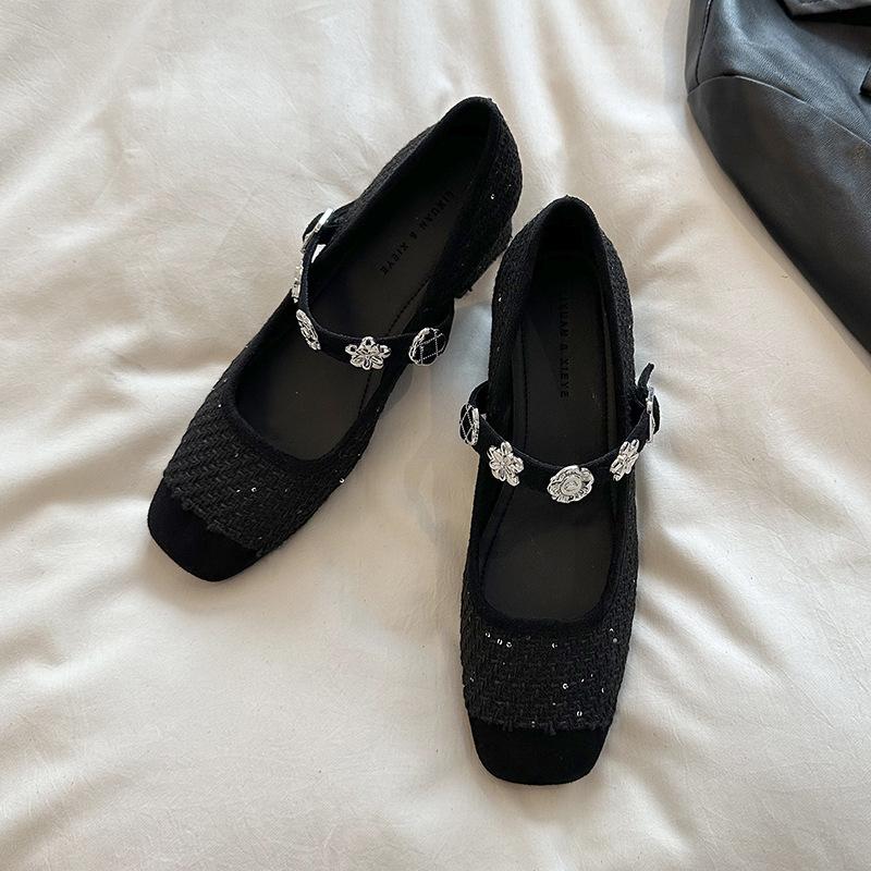 

Women s Xiaoxiangfeng single shoes new thick heel spring Mary Jane 2025 skirt small French evening shoes single shoes with high heels 35 синий