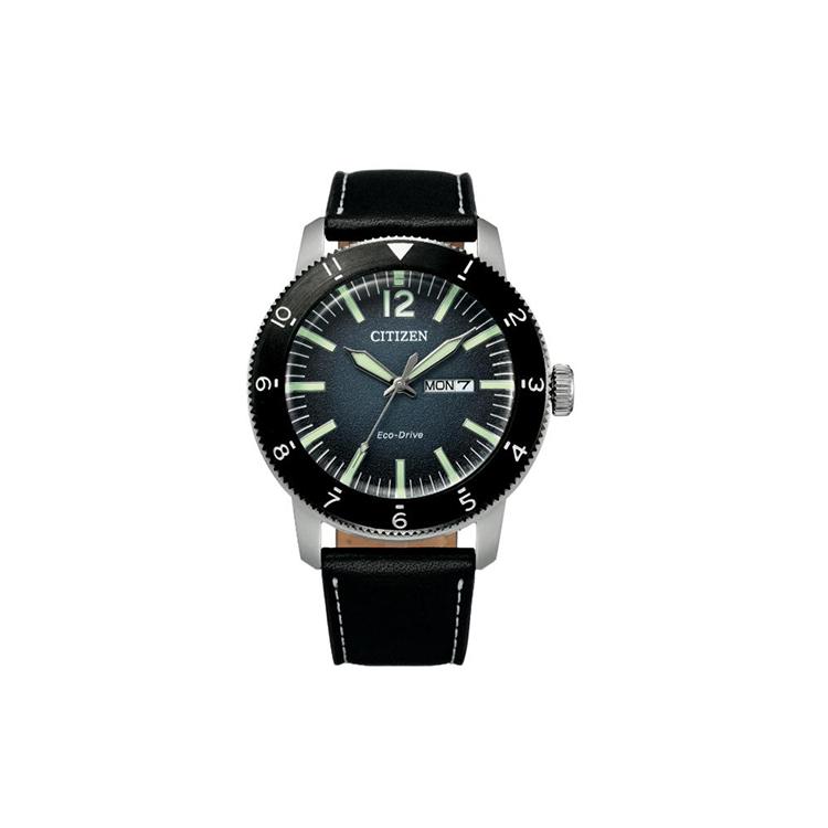 

CITIZEN Ecology Drive Collection 100m Water Resistant Light Powered Quartz Movement Genuine Leather Strap AW0077-19LB Blue Dial