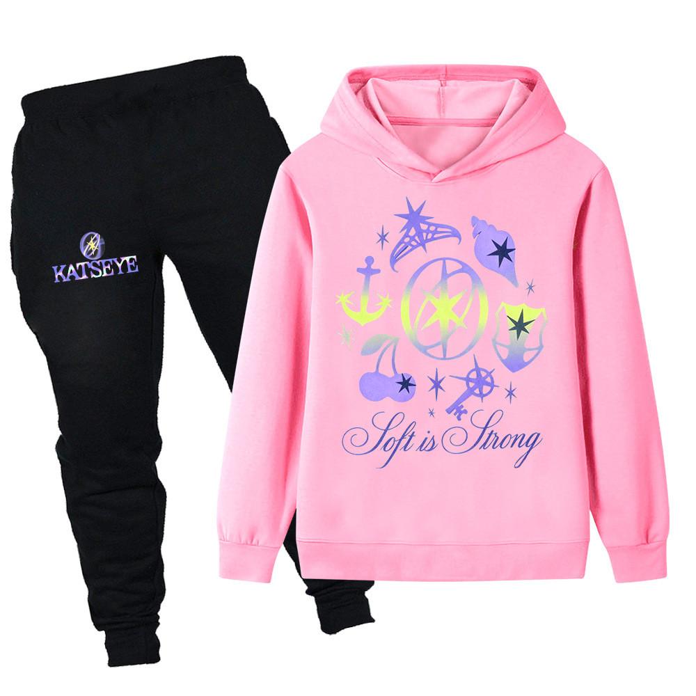 PB1314 Multi-color Kids Girls KATSEYE Print Long Sleeves Hoodie Pants Trousers Sets
