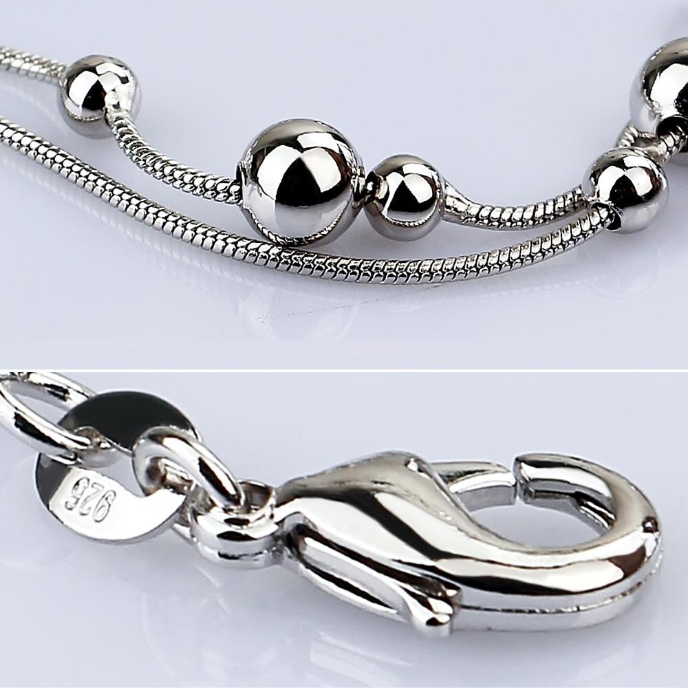 Moda proste 100% 925 srebro damskie obrączki i bransoletki lite srebro podwójne łańcuszki z koralików plaża sandały boso biżuteria