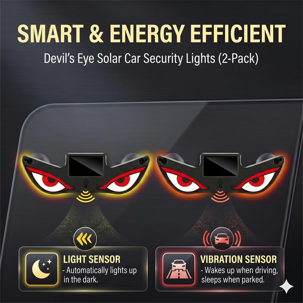 2PCS Solar Car Eyes Light LED Window Decoration Flashing Demon Eye Truck Demon Eye Dynamic Devil Eyes For LED Car Neon Lights 4