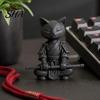 Cat Ornament Gift Idea 3D Printed Knight Figurine, Meditating Desk Decor with Zen Warrior Pose, Stable Figurine Minimalist Frosted Animal Sculpture