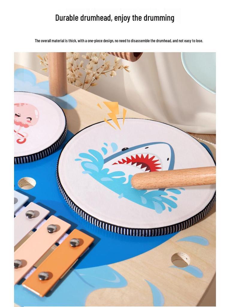 Children's Wooden Music Stand & Drum Set Montessori Xylophone Toy