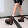 Botas de plataforma impermeáveis que aumentam a altura, doces e picantes com zíper, botas femininas de sola grossa, estilos outono inverno, simples e versátil