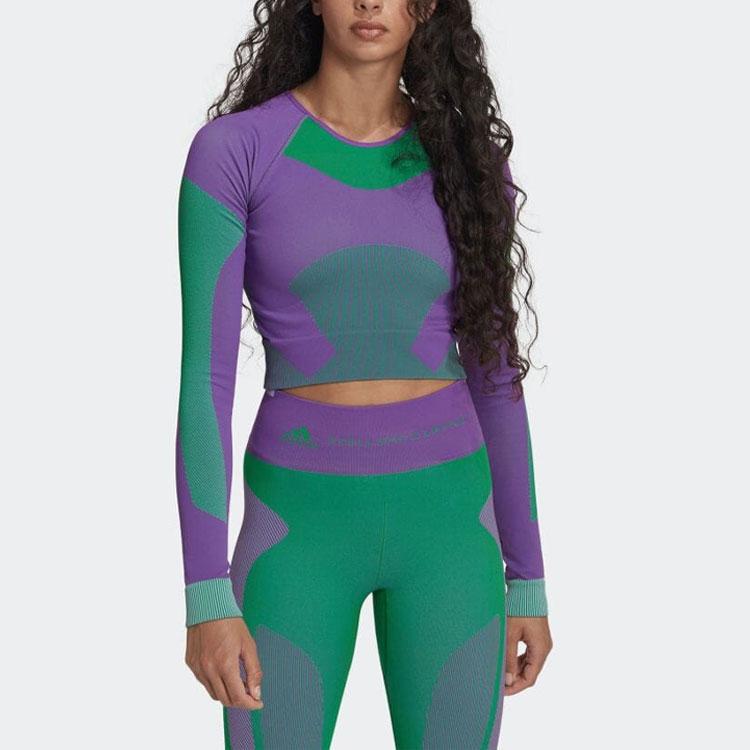 Adidas X Stella McCartney Collaboration Patchwork Fitted Long Sleeve T-Shirt Women Tops Multicolor HN2881