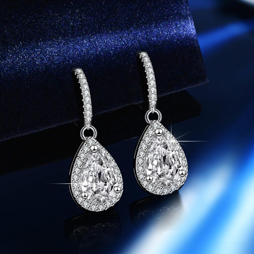 S925 Sterling Silver Moissanite Teardrop Earrings for Women - High Carbon Diamond Fashion