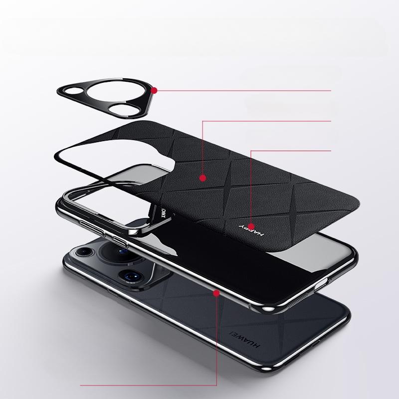 Hülle für Huawei Pura 70 Ultra Luxus Plating Leder Rückseite für Huawei Pura70 70 Pro Plus Stilvolle Galvanisierung Kameraobjektiv Schutz Hard Bumper