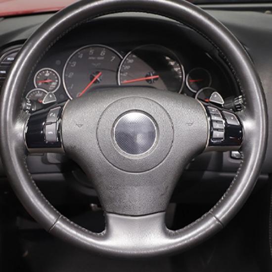 Glossy Piano Black Steering Wheel Button Trim Sticker For Corvette C6 2005-2013
