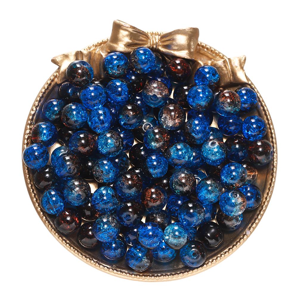 20-50pcs/lot Dark Color Transparent Cracked Glass Beads Round Bracelet Spacer Beads For DIY Necklace Jewelry Making Accessories