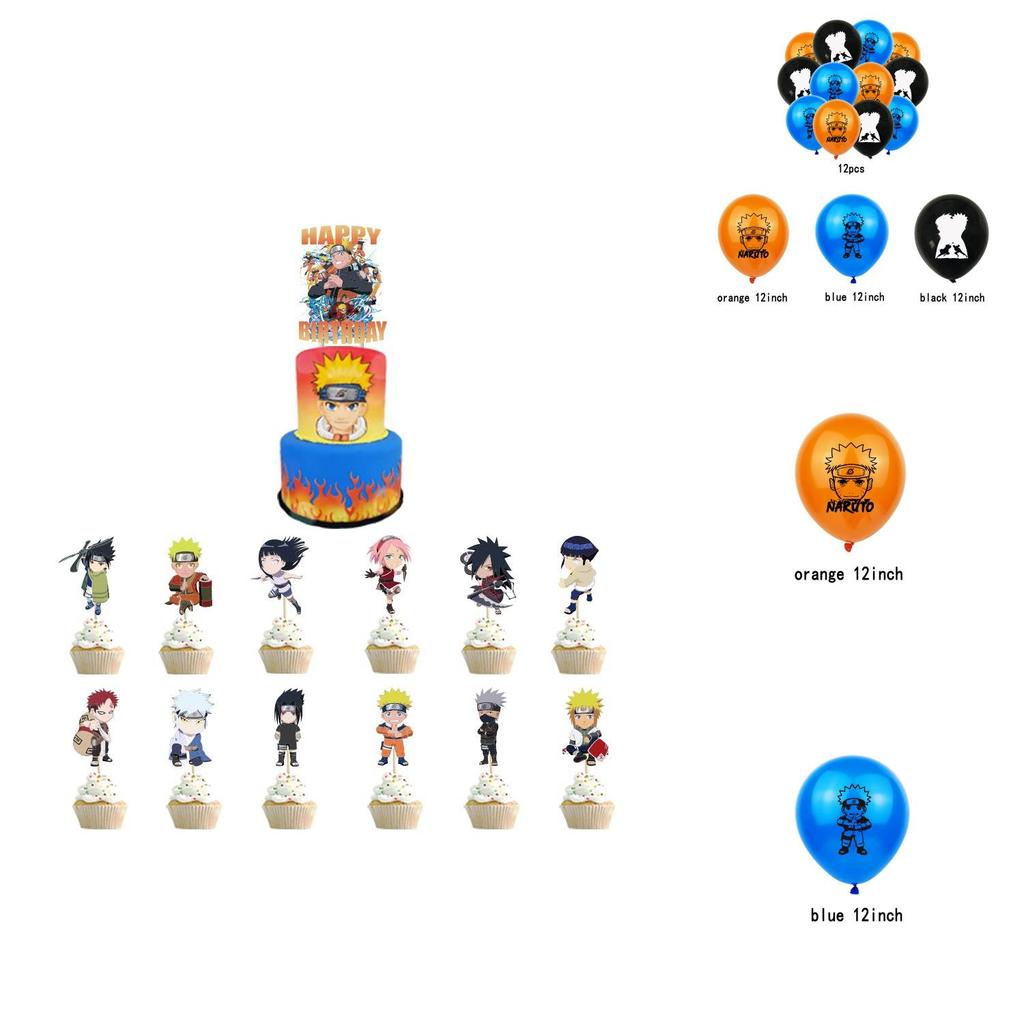 Naruto Ninja Birthday Party Supplies Decorate With Colorful Balloons Pull Flags And Cake Toppers