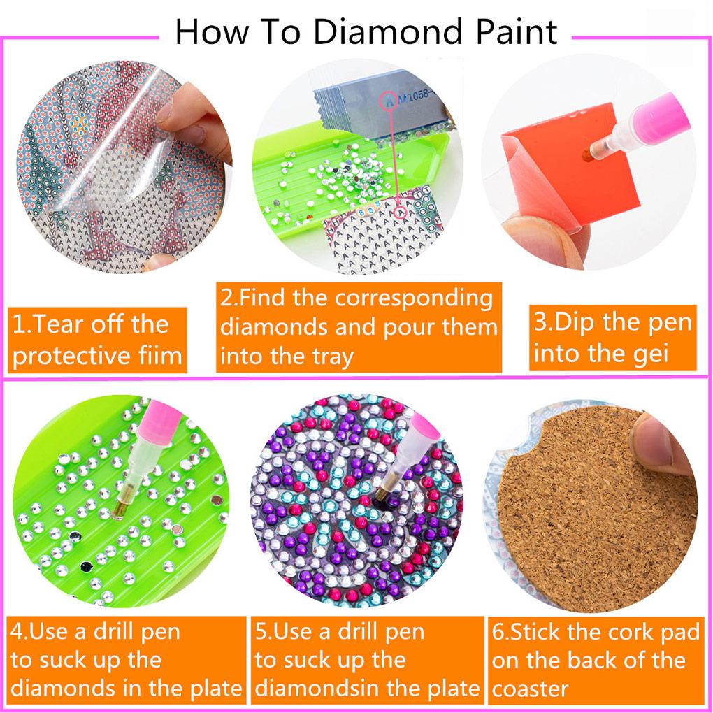 6 Pieces Crystal Car Coaster Rhinestone Coffee Milk Tea Cup Bottle Placemat Interior Automotive Portable Pad Round Mat