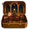 Scatola Espositiva Storia di Natale Mini Set in Latta, Dimensioni Tascabili Scena Festiva Ornamento Religioso con Figure in Miniatura, Decorazione da Collezione