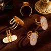 Adjustable Double-ring Opening Ring Finger Oval Design Enamel Process Women