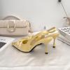 Summer new empty high heels are not tired of feet French bag head single shoes women's summer soft sole fashion pointed shoes children