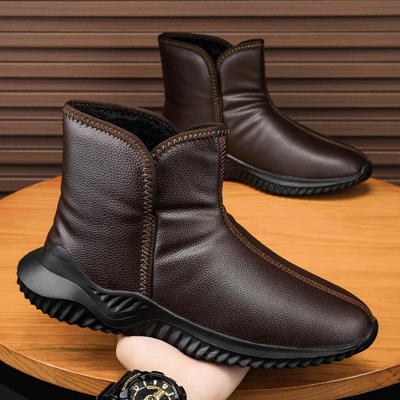 Модные мужские зимние ботинки из кожи — фото 3